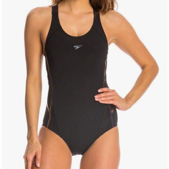 Speedo Power Plus LZR Fit Thick Strap Black Performance Swimsuit Size 14 - Picture 1 of 13